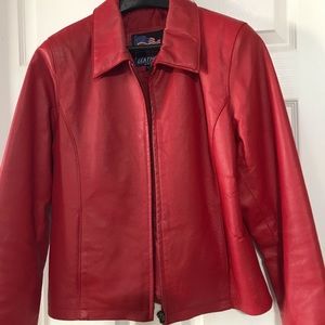 Beautiful full leather red jacket - Like New!